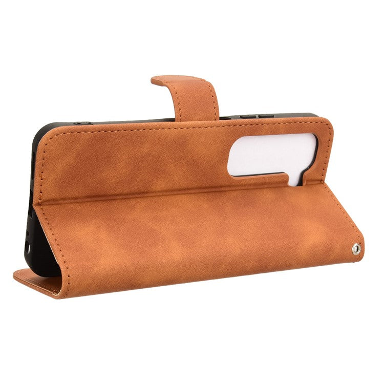 For Infinix Hot 50 5G Leather Case Skin-Feel Anti-Drop Wallet Flip Phone Cover - Brown