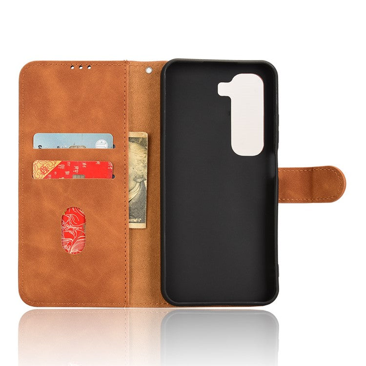 For Infinix Hot 50 5G Leather Case Skin-Feel Anti-Drop Wallet Flip Phone Cover - Brown