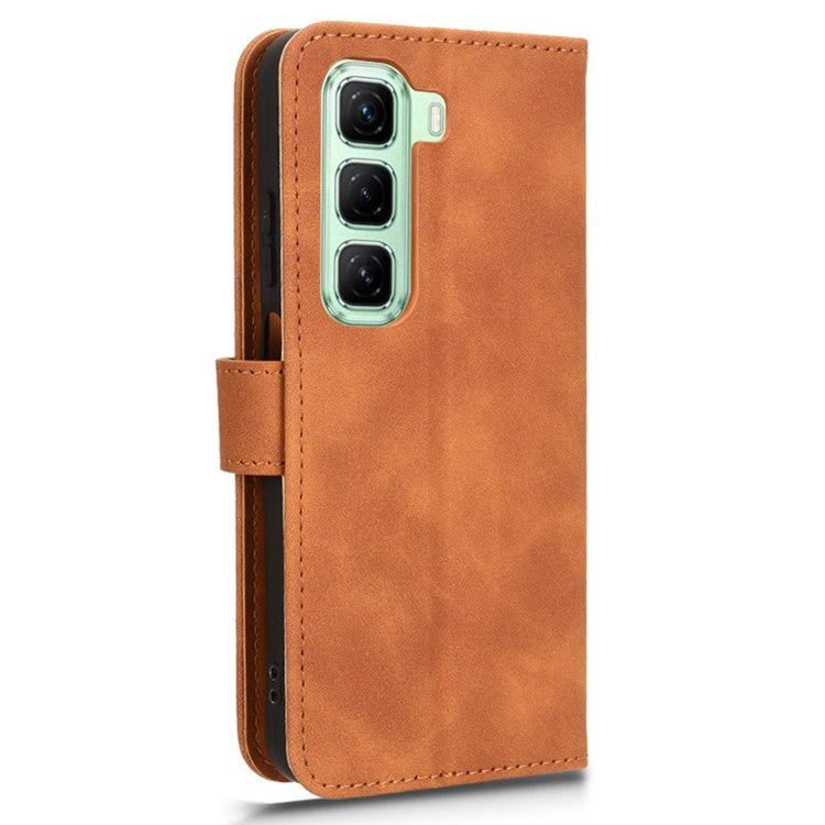 For Infinix Hot 50 5G Leather Case Skin-Feel Anti-Drop Wallet Flip Phone Cover - Brown