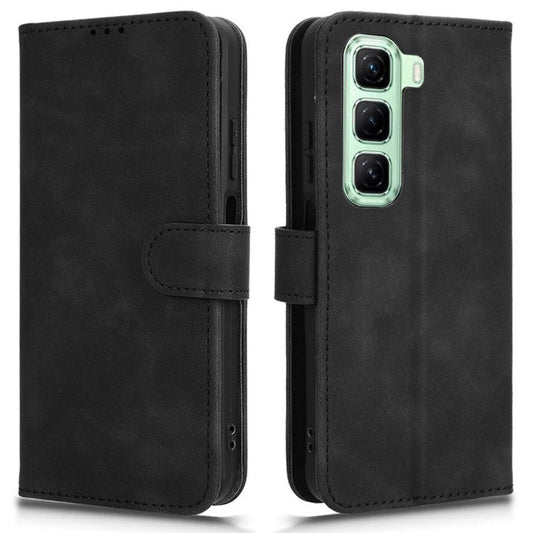 For Infinix Hot 50 4G Leather Case Skin-Feel Anti-Drop Wallet Flip Phone Cover - Black