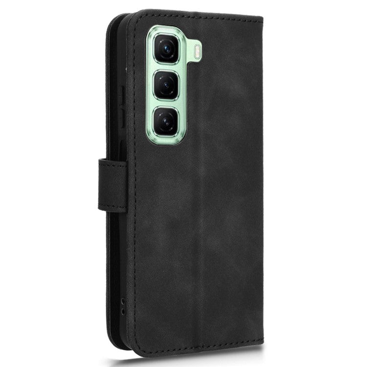For Infinix Hot 50 4G Leather Case Skin-Feel Anti-Drop Wallet Flip Phone Cover - Black