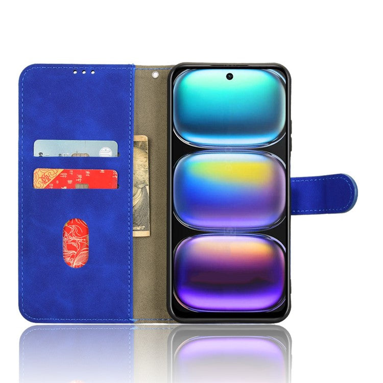 For Infinix Hot 50 4G Leather Case Skin-Feel Anti-Drop Wallet Flip Phone Cover - Blue
