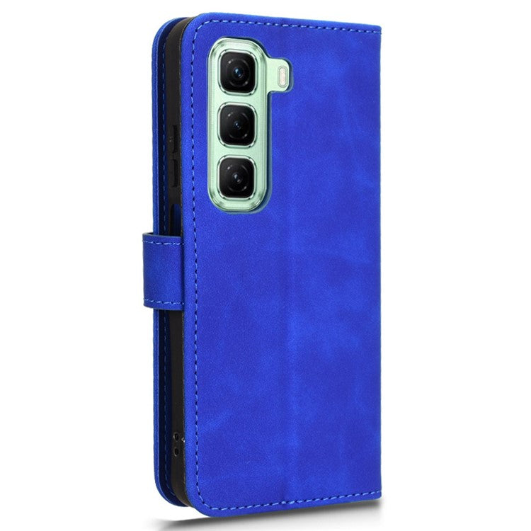 For Infinix Hot 50 4G Leather Case Skin-Feel Anti-Drop Wallet Flip Phone Cover - Blue