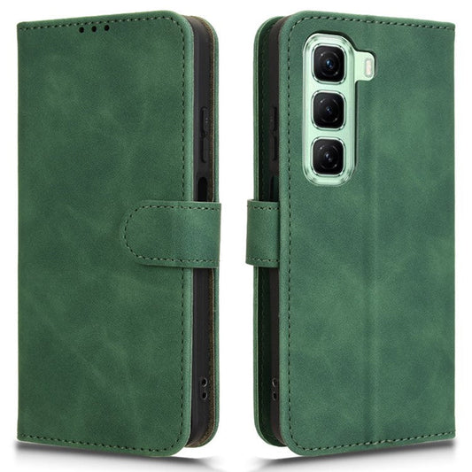 For Infinix Hot 50 4G Leather Case Skin-Feel Anti-Drop Wallet Flip Phone Cover - Green