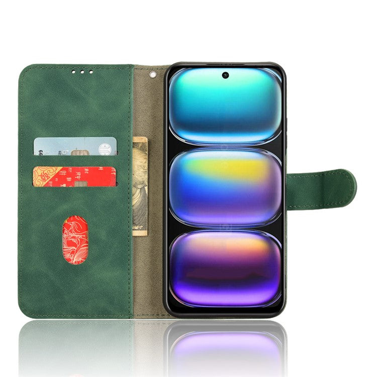 For Infinix Hot 50 4G Leather Case Skin-Feel Anti-Drop Wallet Flip Phone Cover - Green