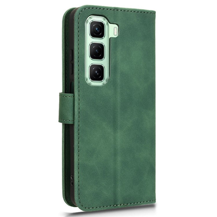 For Infinix Hot 50 4G Leather Case Skin-Feel Anti-Drop Wallet Flip Phone Cover - Green