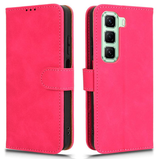 For Infinix Hot 50 4G Leather Case Skin-Feel Anti-Drop Wallet Flip Phone Cover - Rose