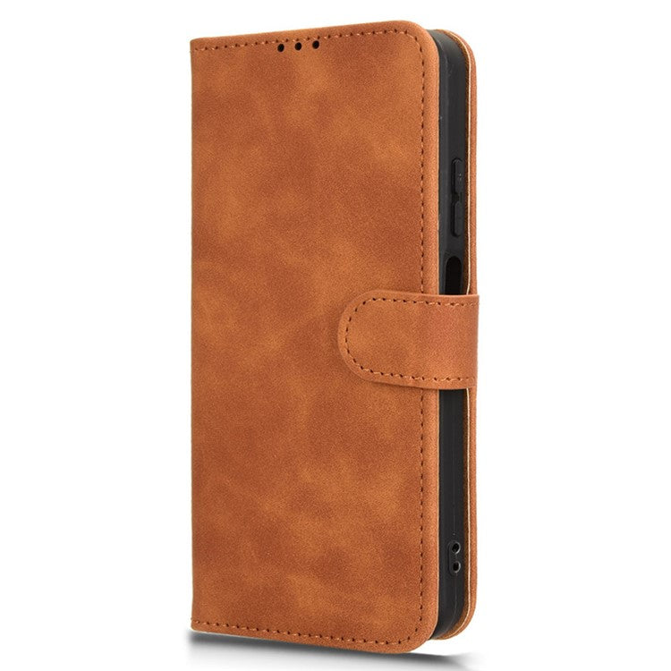 For Infinix Hot 50 4G Leather Case Skin-Feel Anti-Drop Wallet Flip Phone Cover - Brown