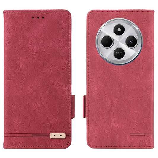 For Xiaomi Redmi 14C 4G Case Leather Wallet Flip Phone Cover with Hardware Decor - Rose