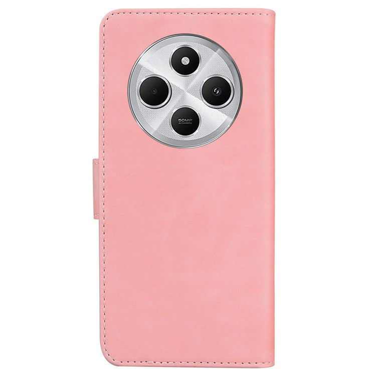 For Xiaomi Poco C75 4G / Redmi 14R 5G / 14C 4G Case Solid Color Leather Wallet Phone Cover - Pink