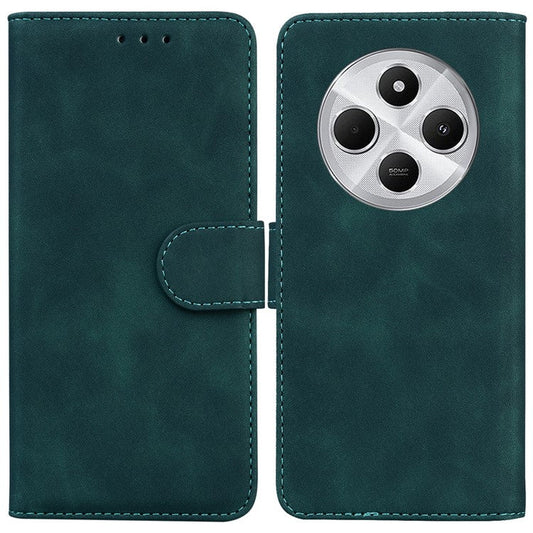 For Xiaomi Poco C75 4G / Redmi 14R 5G / 14C 4G Case Solid Color Leather Wallet Phone Cover - Green