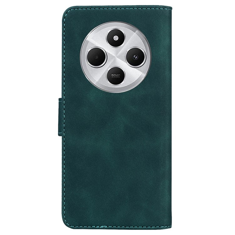 For Xiaomi Poco C75 4G / Redmi 14R 5G / 14C 4G Case Solid Color Leather Wallet Phone Cover - Green