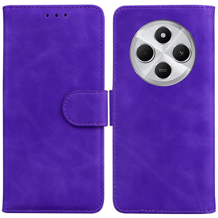 For Xiaomi Poco C75 4G / Redmi 14R 5G / 14C 4G Case Solid Color Leather Wallet Phone Cover - Purple