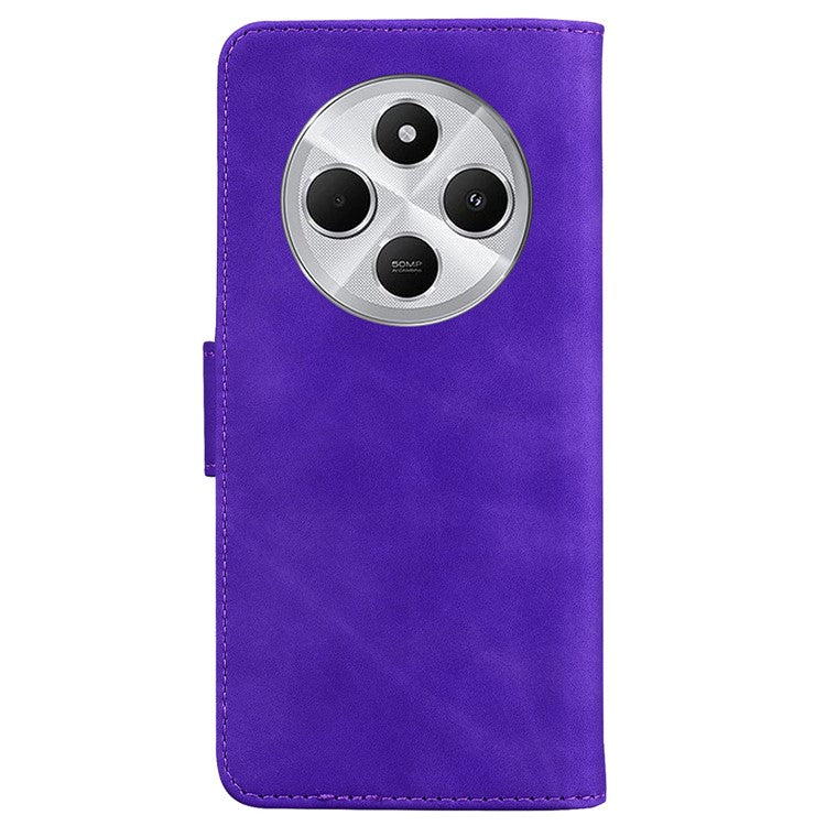 For Xiaomi Poco C75 4G / Redmi 14R 5G / 14C 4G Case Solid Color Leather Wallet Phone Cover - Purple