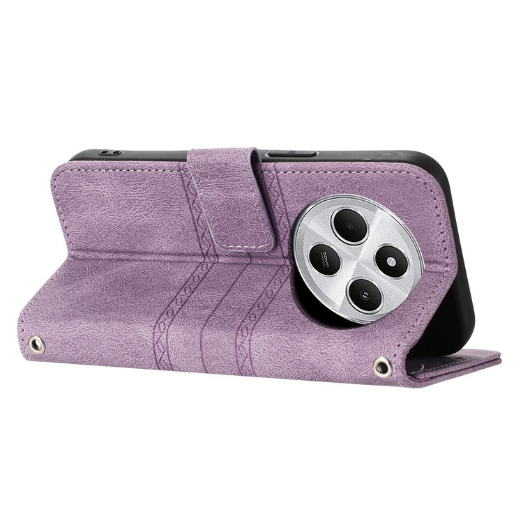 For Xiaomi Poco C75 4G / Redmi 14R 5G / 14C 4G Case Wallet PU Leather Imprinted Pattern Phone Cover - Purple
