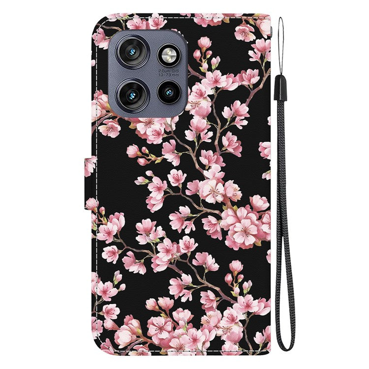 For Motorola Edge 50 Neo 5G / Moto S50 5G / Thinkphone 25 5G Wallet Phone Case Anti-Drop Leather Flip Cover Pattern Printing - Plum Blossom