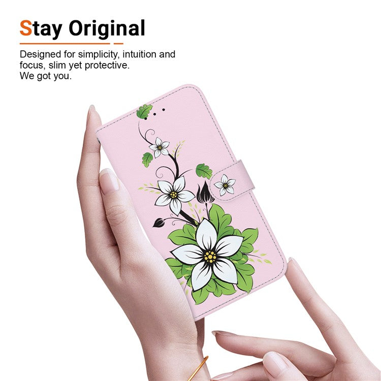 For Motorola Edge 50 Neo 5G / Moto S50 5G Wallet Phone Case Anti-Drop Leather Flip Cover Pattern Printing - Lily