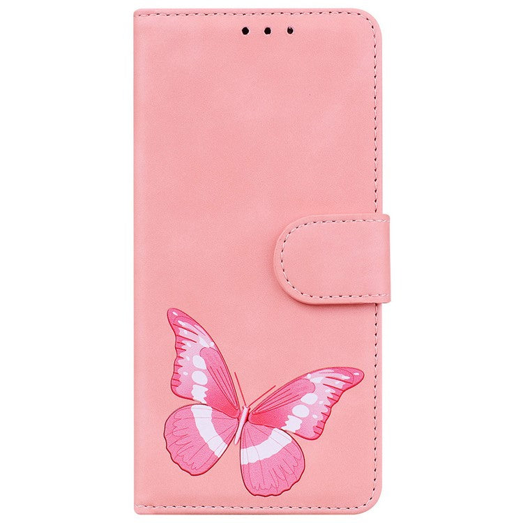 For Motorola Edge 50 Neo 5G / Moto S50 5G Stand Case PU Leather Phone Cover Butterfly Printed - Pink