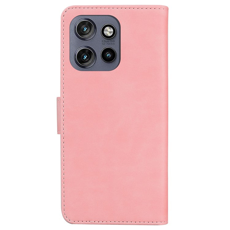 For Motorola Edge 50 Neo 5G / Moto S50 5G Stand Case PU Leather Phone Cover Butterfly Printed - Pink