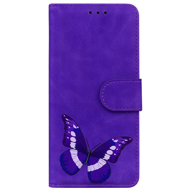 For Motorola Edge 50 Neo 5G / Moto S50 5G Stand Case PU Leather Phone Cover Butterfly Printed - Purple