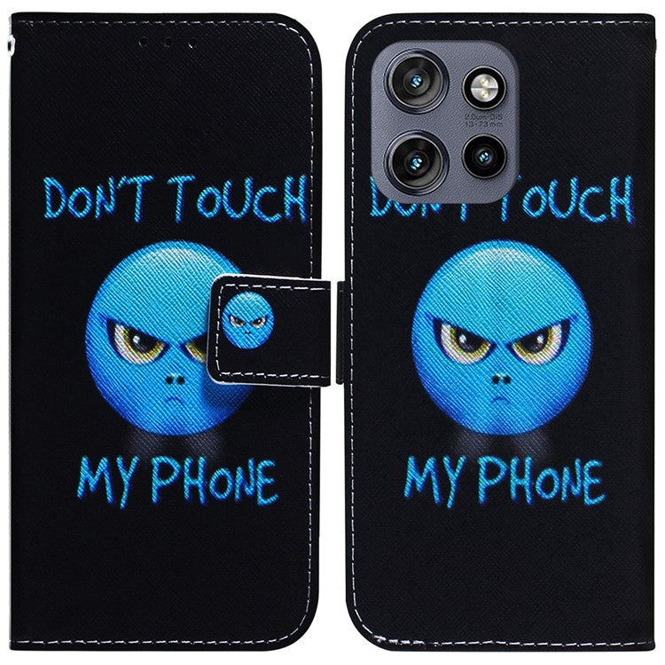 For Motorola Edge 50 Neo 5G / Moto S50 5G / Thinkphone 25 5G Wallet Case Pattern Print Leather Phone Cover - Don't Touch My Phone