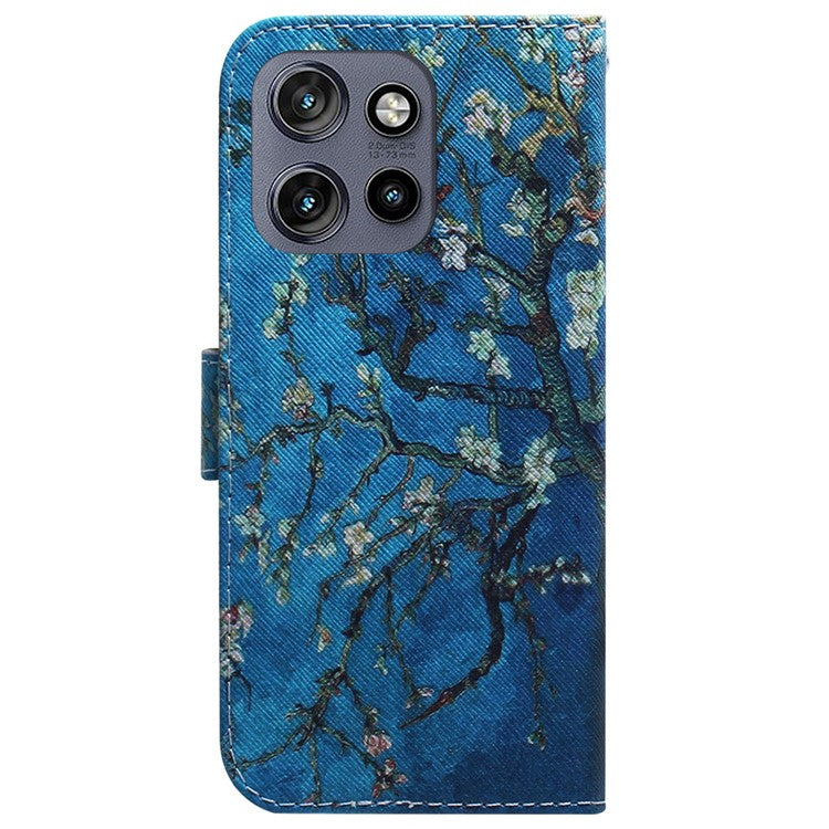 For Motorola Edge 50 Neo 5G / Moto S50 5G / Thinkphone 25 5G Wallet Case Pattern Print Leather Phone Cover - Apricot Flowers