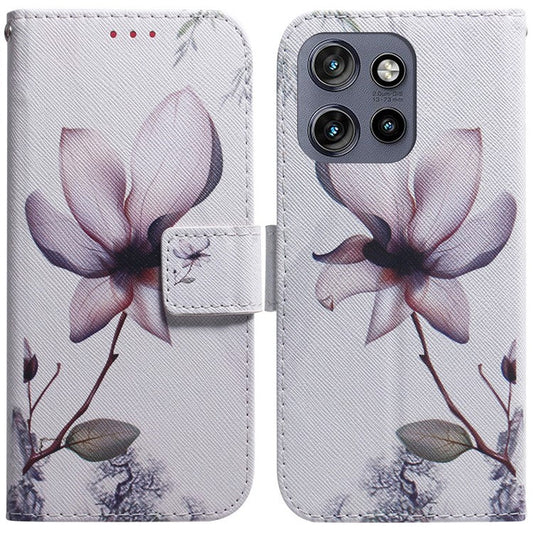 For Motorola Edge 50 Neo 5G / Moto S50 5G / Thinkphone 25 5G Wallet Case Pattern Print Leather Phone Cover - Pink Flower
