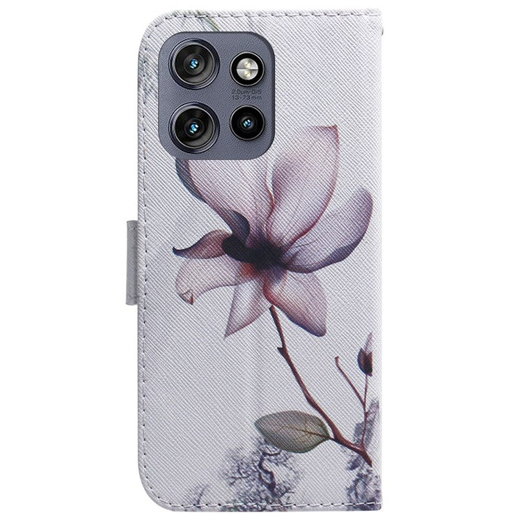 For Motorola Edge 50 Neo 5G / Moto S50 5G / Thinkphone 25 5G Wallet Case Pattern Print Leather Phone Cover - Pink Flower