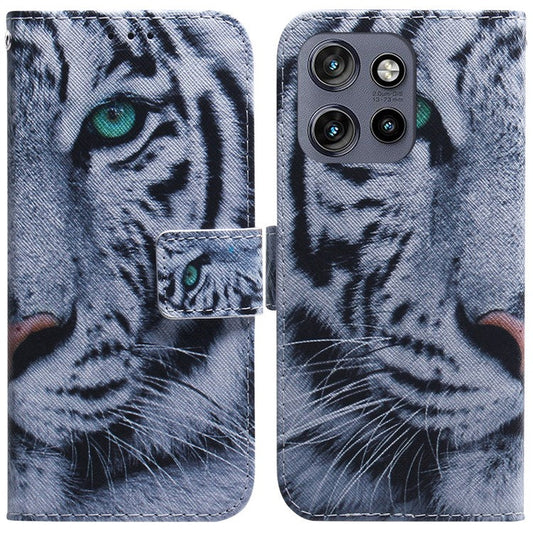 For Motorola Edge 50 Neo 5G / Moto S50 5G / Thinkphone 25 5G Wallet Case Pattern Print Leather Phone Cover - Tiger