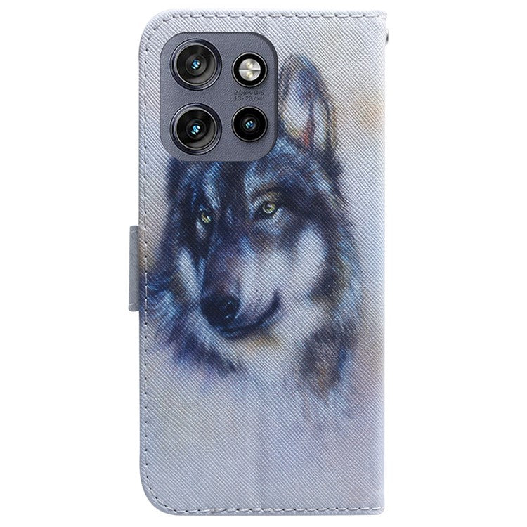 For Motorola Edge 50 Neo 5G / Moto S50 5G / Thinkphone 25 5G Wallet Case Pattern Print Leather Phone Cover - Wolf