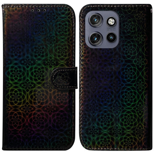 For Motorola Edge 50 Neo 5G / Moto S50 5G / Thinkphone 25 5G Stand Case Dazzling Flower Leather Phone Cover - Black