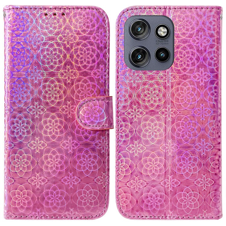 For Motorola Edge 50 Neo 5G / Moto S50 5G / Thinkphone 25 5G Stand Case Dazzling Flower Leather Phone Cover - Pink