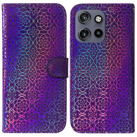 For Motorola Edge 50 Neo 5G / Moto S50 5G / Thinkphone 25 5G Stand Case Dazzling Flower Leather Phone Cover - Purple