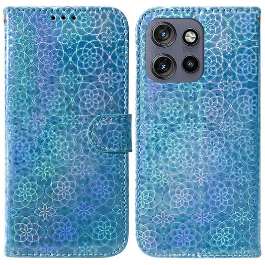 For Motorola Edge 50 Neo 5G / Moto S50 5G / Thinkphone 25 5G Stand Case Dazzling Flower Leather Phone Cover - Blue