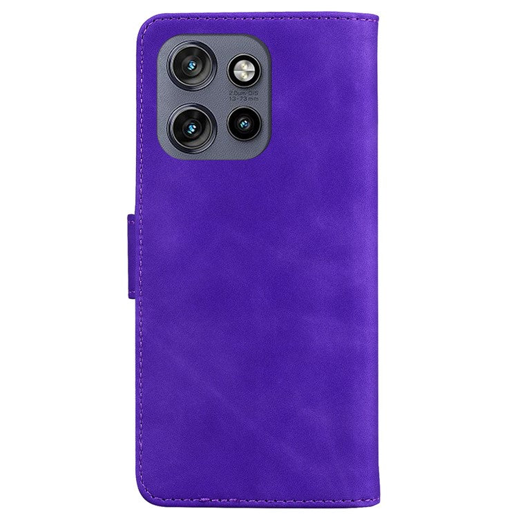 For Motorola Edge 50 Neo 5G / Moto S50 5G Case Solid Color Leather Wallet Phone Cover - Purple