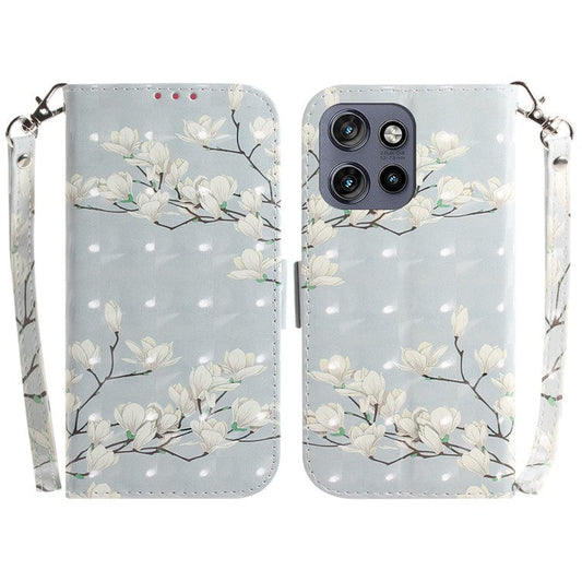 For Motorola Edge 50 Neo 5G / Moto S50 5G Case Pattern Printing Leather Wallet Phone Cover - Magnolia