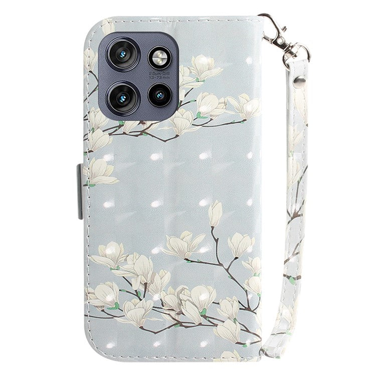 For Motorola Edge 50 Neo 5G / Moto S50 5G Case Pattern Printing Leather Wallet Phone Cover - Magnolia