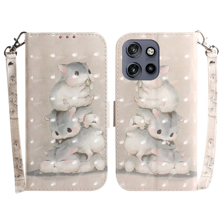For Motorola Edge 50 Neo 5G / Moto S50 5G Case Pattern Printing Leather Wallet Phone Cover - Stacking Squirrels
