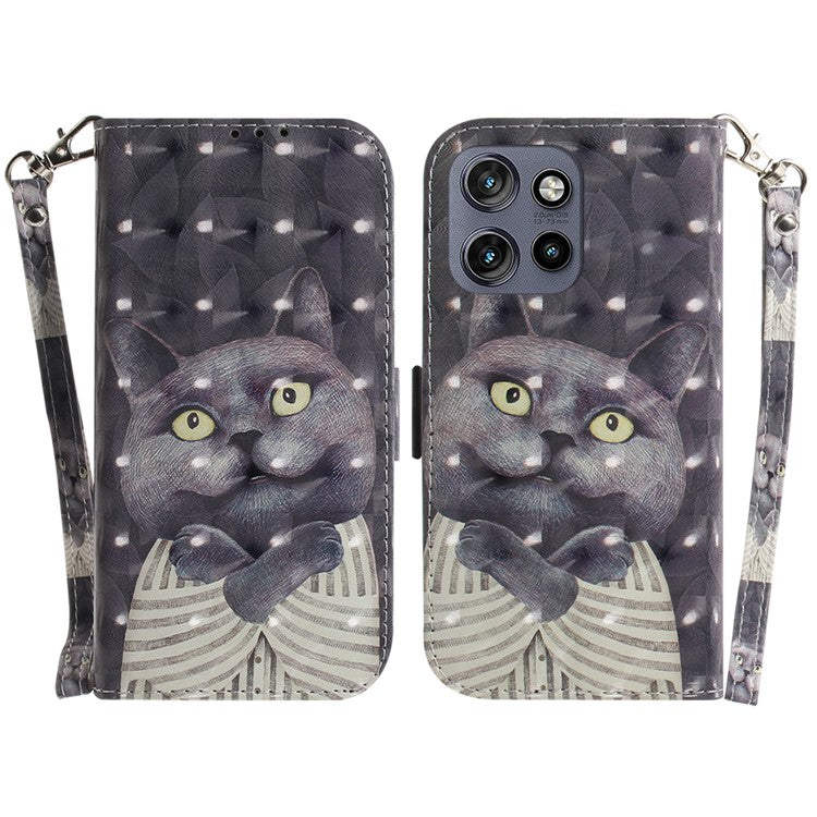 For Motorola Edge 50 Neo 5G / Moto S50 5G Case Pattern Printing Leather Wallet Phone Cover - Embracing Cat