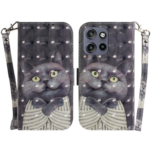 For Motorola Edge 50 Neo 5G / Moto S50 5G Case Pattern Printing Leather Wallet Phone Cover - Embracing Cat