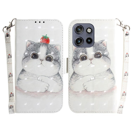 For Motorola Edge 50 Neo 5G / Moto S50 5G Case Pattern Printing Leather Wallet Phone Cover - Cute Cat