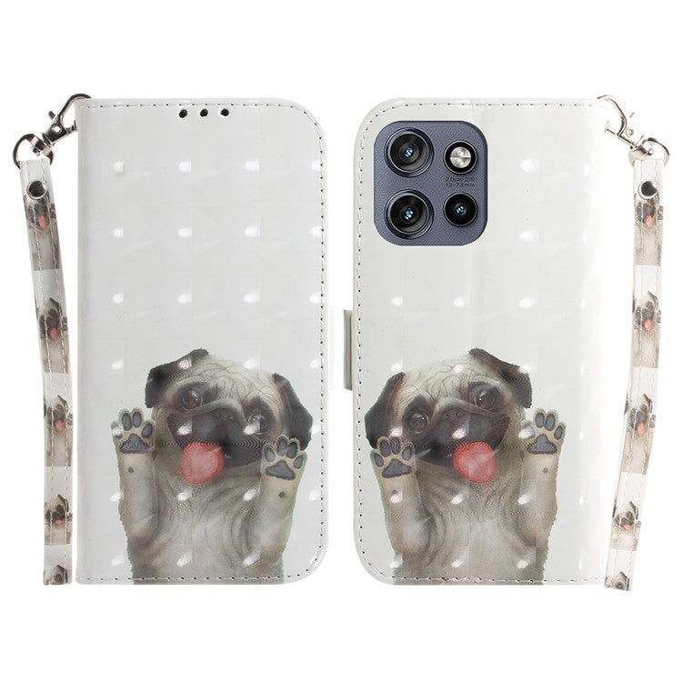 For Motorola Edge 50 Neo 5G / Moto S50 5G Case Pattern Printing Leather Wallet Phone Cover - Pug