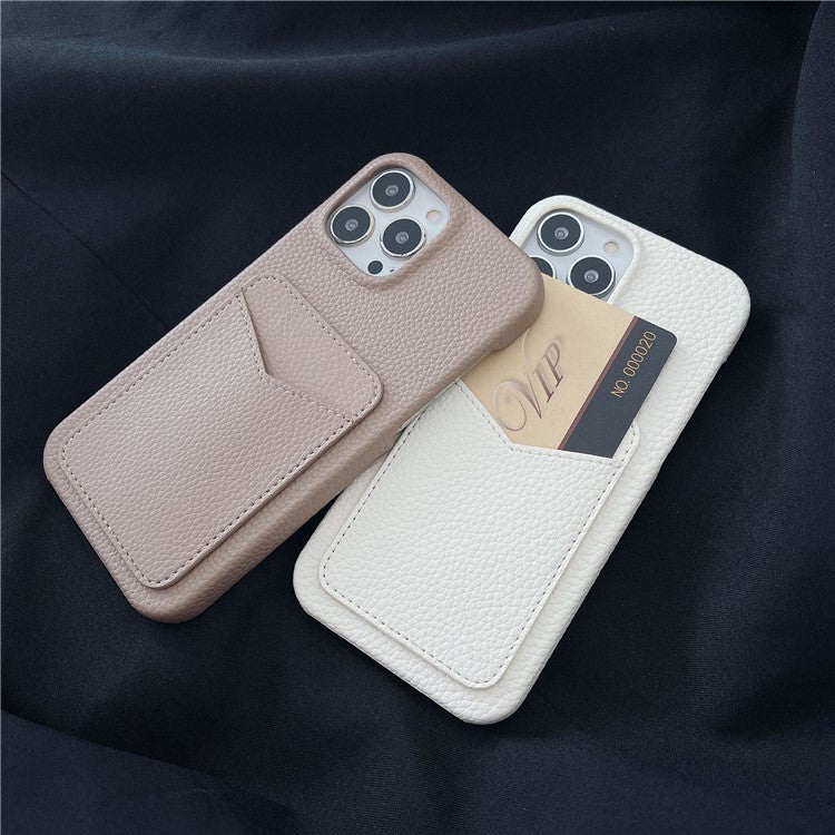 For iPhone 16 Pro Case Litchi Texture Anti-Scratch PC+PU Leather Phone Cover with Card Holder - Light Purple