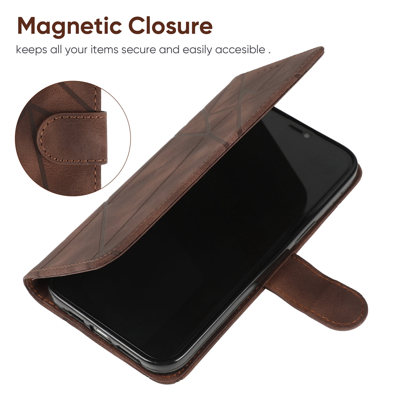 For Samsung Galaxy A16 5G / A16 4G Stand Case Line Pattern Leather Phone Cover - Brown