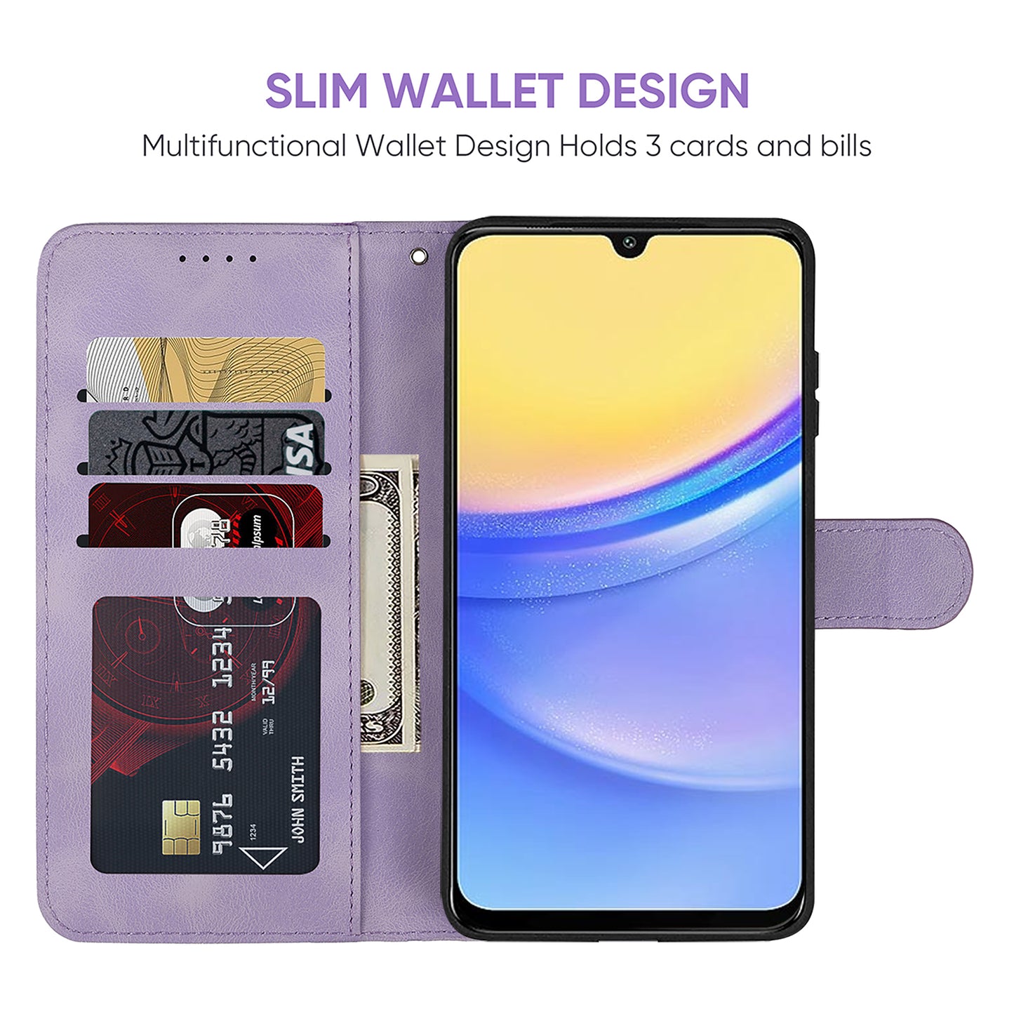 For Samsung Galaxy A16 5G / A16 4G Stand Case Line Pattern Leather Phone Cover - Purple