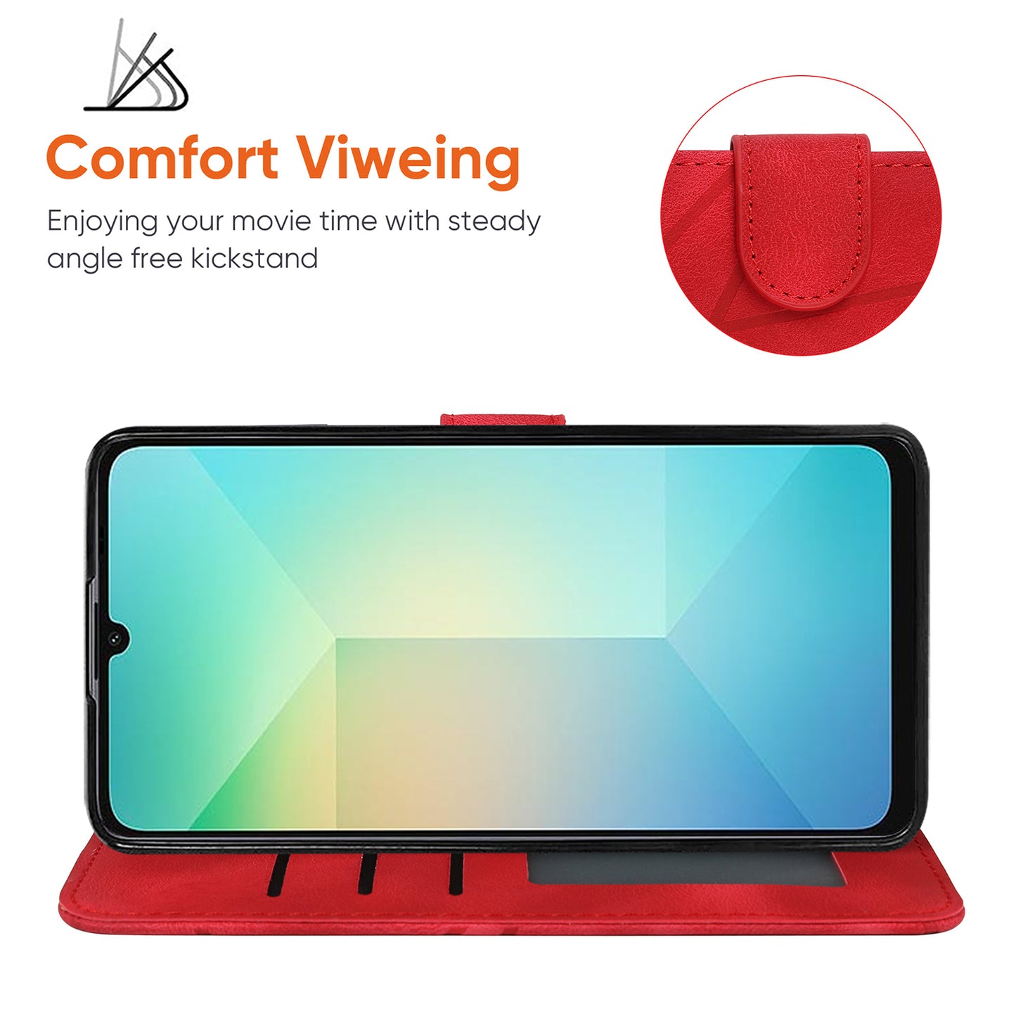 For Samsung Galaxy A06 Stand Case Line Pattern Leather Phone Cover - Red