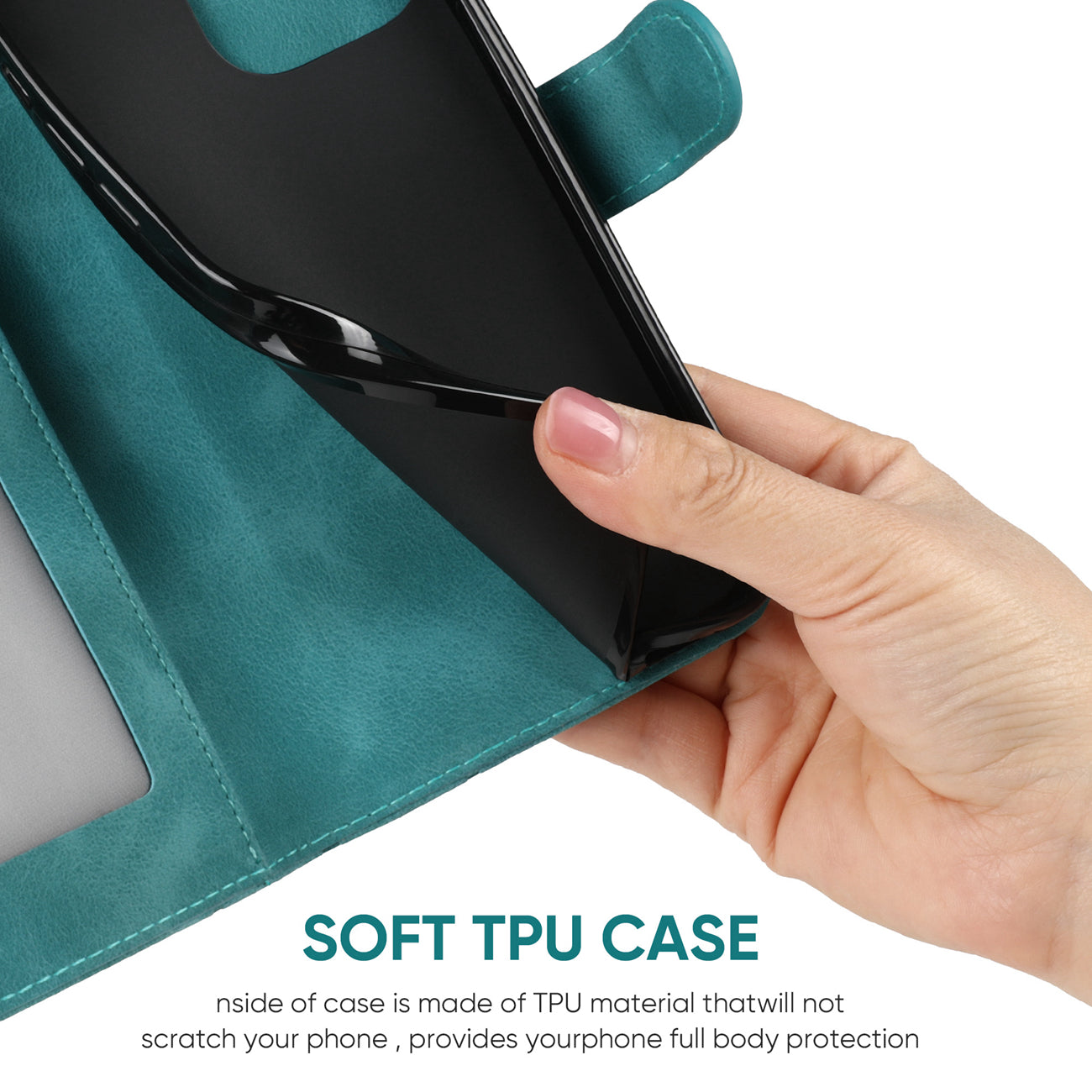 For Samsung Galaxy A06 Stand Case Line Pattern Leather Phone Cover - Green