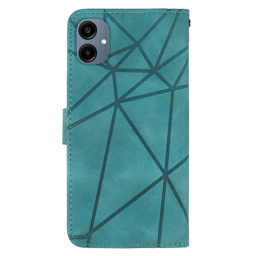 For Samsung Galaxy A06 Stand Case Line Pattern Leather Phone Cover - Green