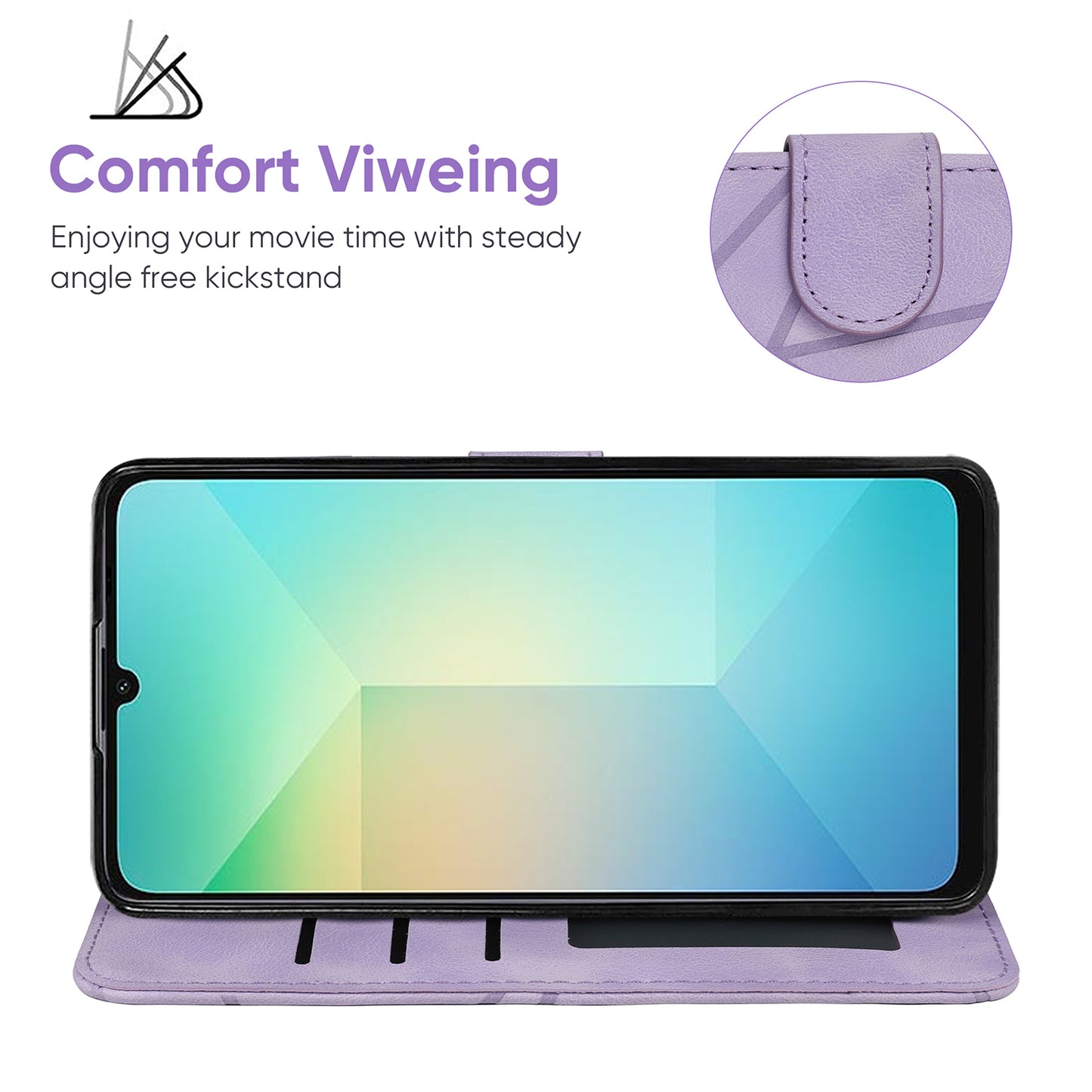 For Samsung Galaxy A06 Stand Case Line Pattern Leather Phone Cover - Purple