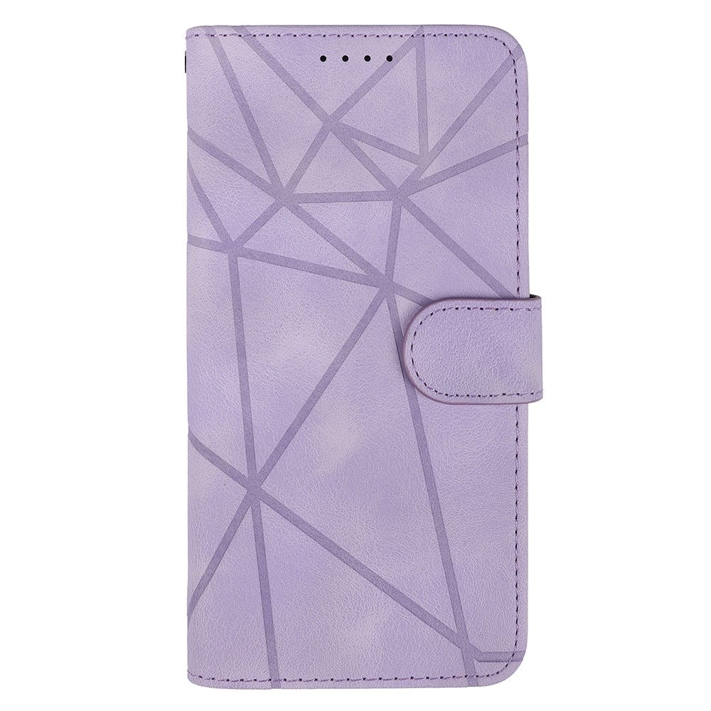 For Samsung Galaxy A06 Stand Case Line Pattern Leather Phone Cover - Purple